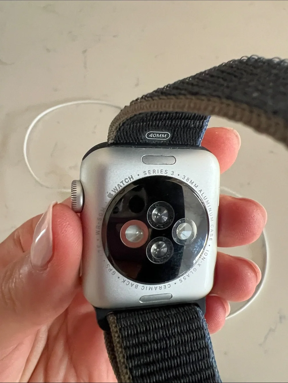 Apple Watch 3 with Navy Woven Sport Loop Strap